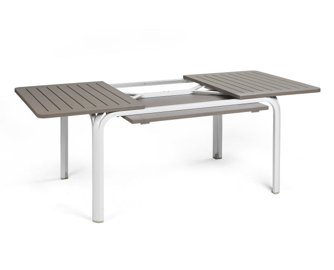 biały stół alloro 140-210 z taupe blatem