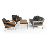 Zestaw wypoczynkowy teak aluminium Zalongo sofa 2 fotele stolik
