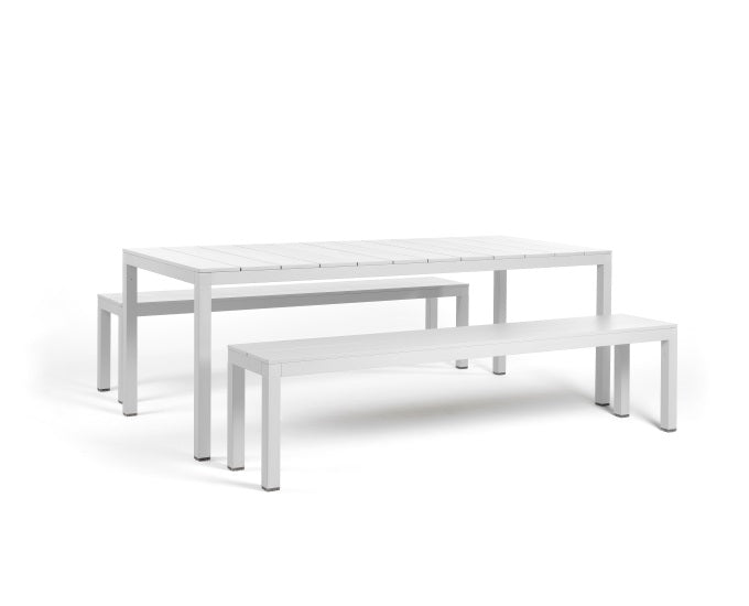 zestaw obiadowy Rio z ławkami biały