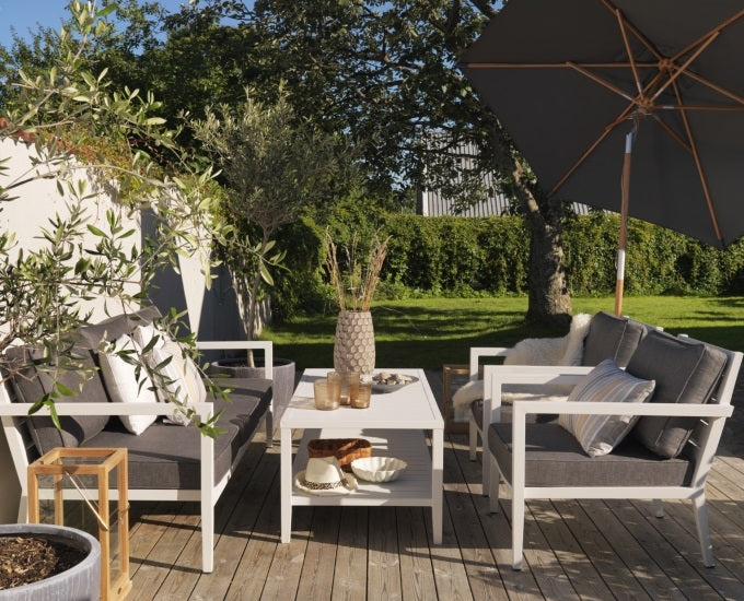 Biały stolik kawowy aluminiowy Cannes