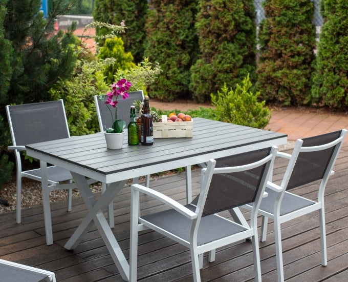 Aluminiowy stół prostokątny 150x90 Toulouse biały