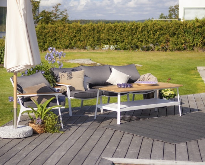 stolik kawowy teak aluminium Olivet