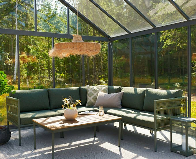 narożnik modułowy ze sznura Reno zielony